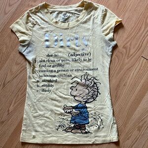 Peanuts Yellow Blue Short Sleeve Cartoon Tee